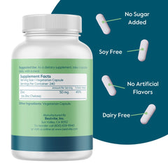 BESTVITE zinc formula with no stearates emphasizes clean supplement ingredients.