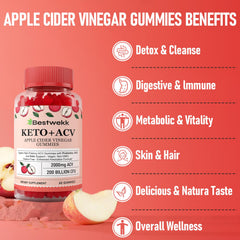 Bestwekk ACV Gummies label highlights probiotics and B12 benefits