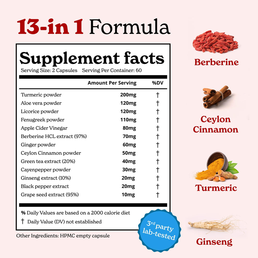 Better Alt Berberine Capsules with cinnamon-turmeric-green-tea blend for antioxidant support.