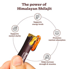 Better Alt chocolate shilajit honey stick dissolving in water for easy sip.