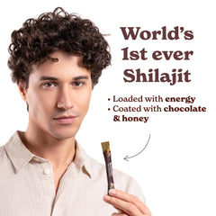 Better Alt chocolate shilajit honey stick being opened for quick consumption.