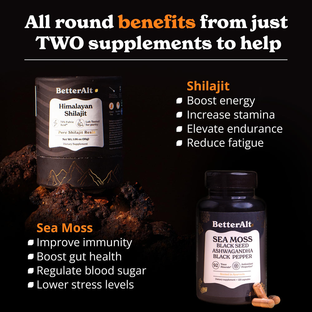 Better Alt Irish Sea Moss capsules on bottle closeup, convenient nutrient support.
