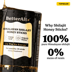 Better Alt Shilajit Honey Stick serving shows portable nourishment.