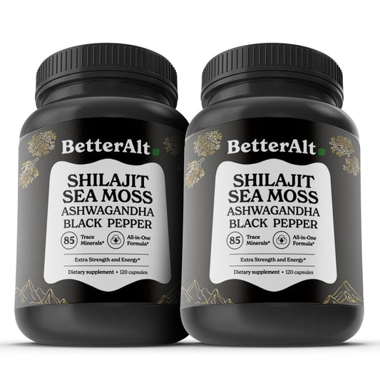 Better Alt Shilajit Seamoss capsules bottle view highlighting mineral-rich daily support.