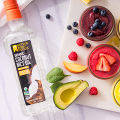 BetterBody Foods gluten-free MCT oil label highlights clean, single-ingredient profile.