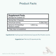 Bettervits Berberine capsules close up showing convenient daily intake