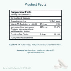 Bettervits magnesium glycinate capsules ready for restful sleep support.