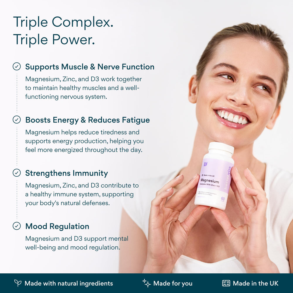 Bettervits magnesium glycinate label highlighting ingredients for high absorption.