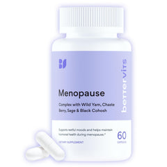 Bettervits menopause bottle front for daily balance support.