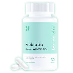 Bettervits Probiotics front bottle view highlighting the product for daily gut support.