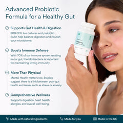Ingredients panel on Bettervits Probiotics showing inulin prebiotic and B12 benefits.