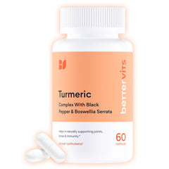 Bettervits Turmeric 1000mg capsules bottle closeup for daily wellness support