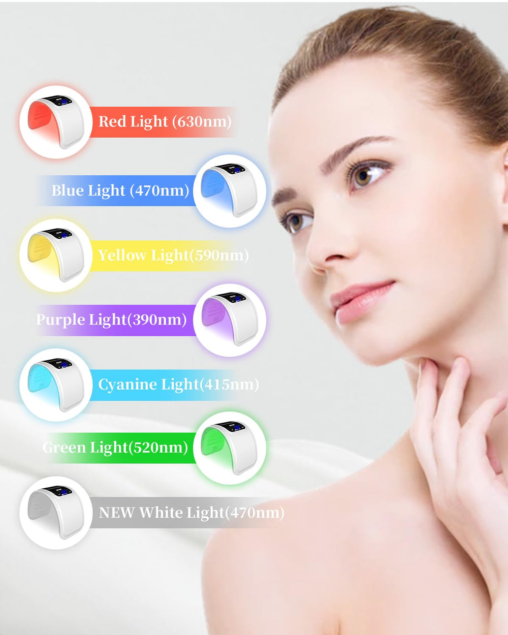 Beuwe seven-color LED face mask for customizable skin care sessions