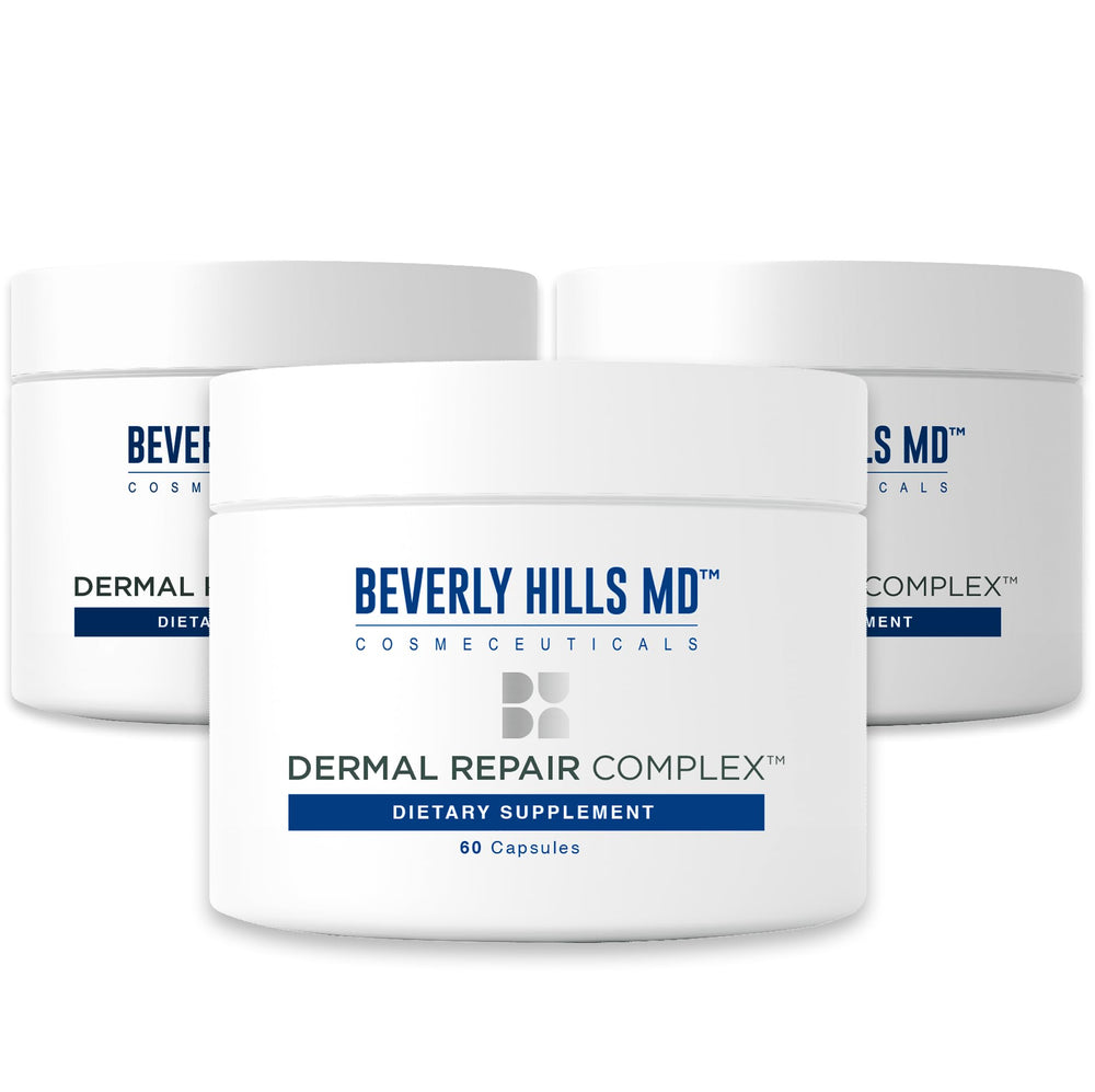 Beverly Hills MD Dermal Repair bottle front promotes hydration and radiance