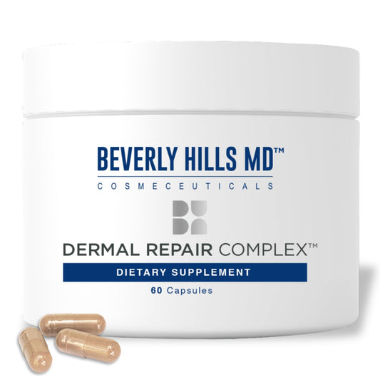 Beverly Hills MD Dermal Repair bottle pouring capsules for skin hydration