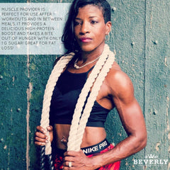 Be Beverly International Muscle Provider Vanilla scales illustrate precise protein dosing