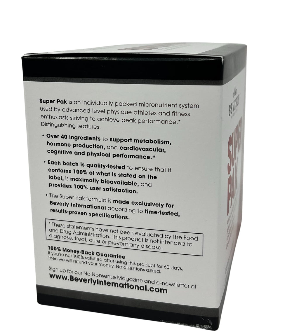 Beverly International Super Pak capsules close-up highlighting nine capsules per pack.
