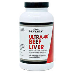 Beverly International Ultra 40 Beef Liver bottle shown for daily workout energy.