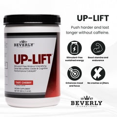 Beverly International Up-Lift label detail highlighting clean ingredient philosophy.