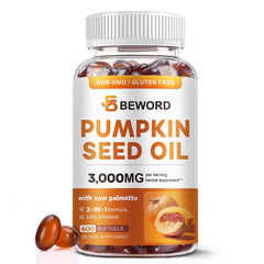 BEWORD pumpkin seed oil with saw palmetto softgels bottle for daily support