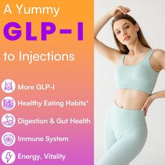 Beyyoly GLP-I Probiotic Gummy bottle back showing 90 gummies per bottle for a 30 day routine