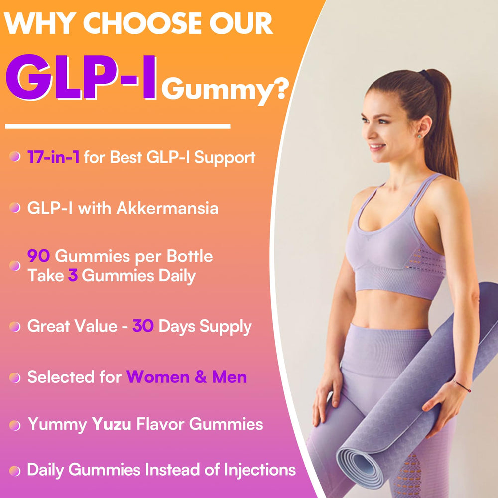 Packaging of Beyyoly GLP-I Probiotic Gummy emphasizing the 17-in-1 formula for adults