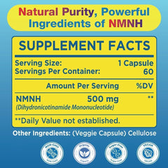 Beyyoly NMNH capsules close-up highlighting 500 mg potency