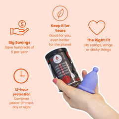 Bfree Cup care guide image suggests simple cleaning and long-term reuse.