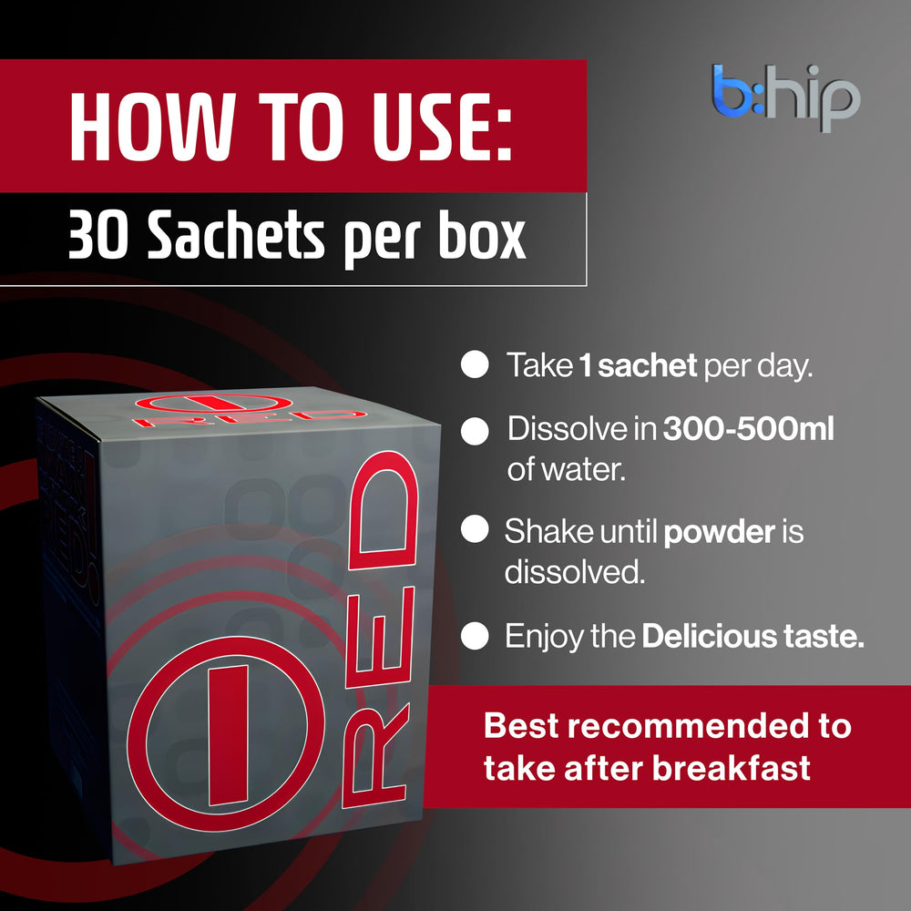 Bhip Red for Men Fit 30 servings container offers convenient daily energy.