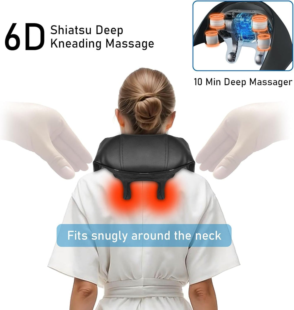 BIBIRE neck massager heating settings soothe tense shoulders.