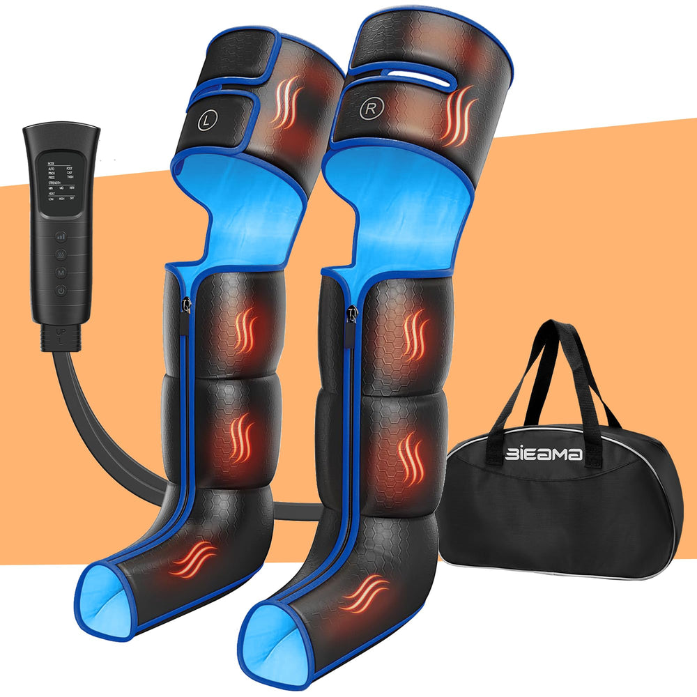 BIEAMA leg air massager control panel showing easy mode adjustments