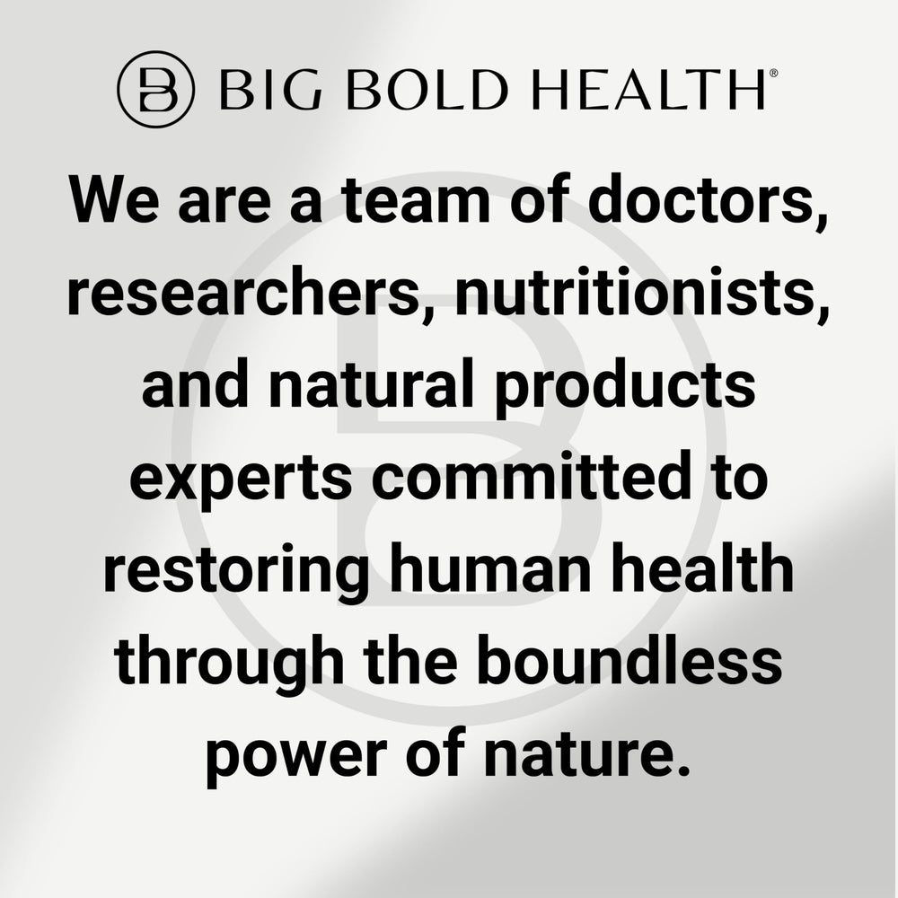 BIG BOLD HEALTH Sustainable sourcing icons highlight eco-friendly salmon and algae ingredients.