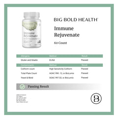 BIG BOLD HEALTH third-party testing seal on Immune Rejuvenate label.