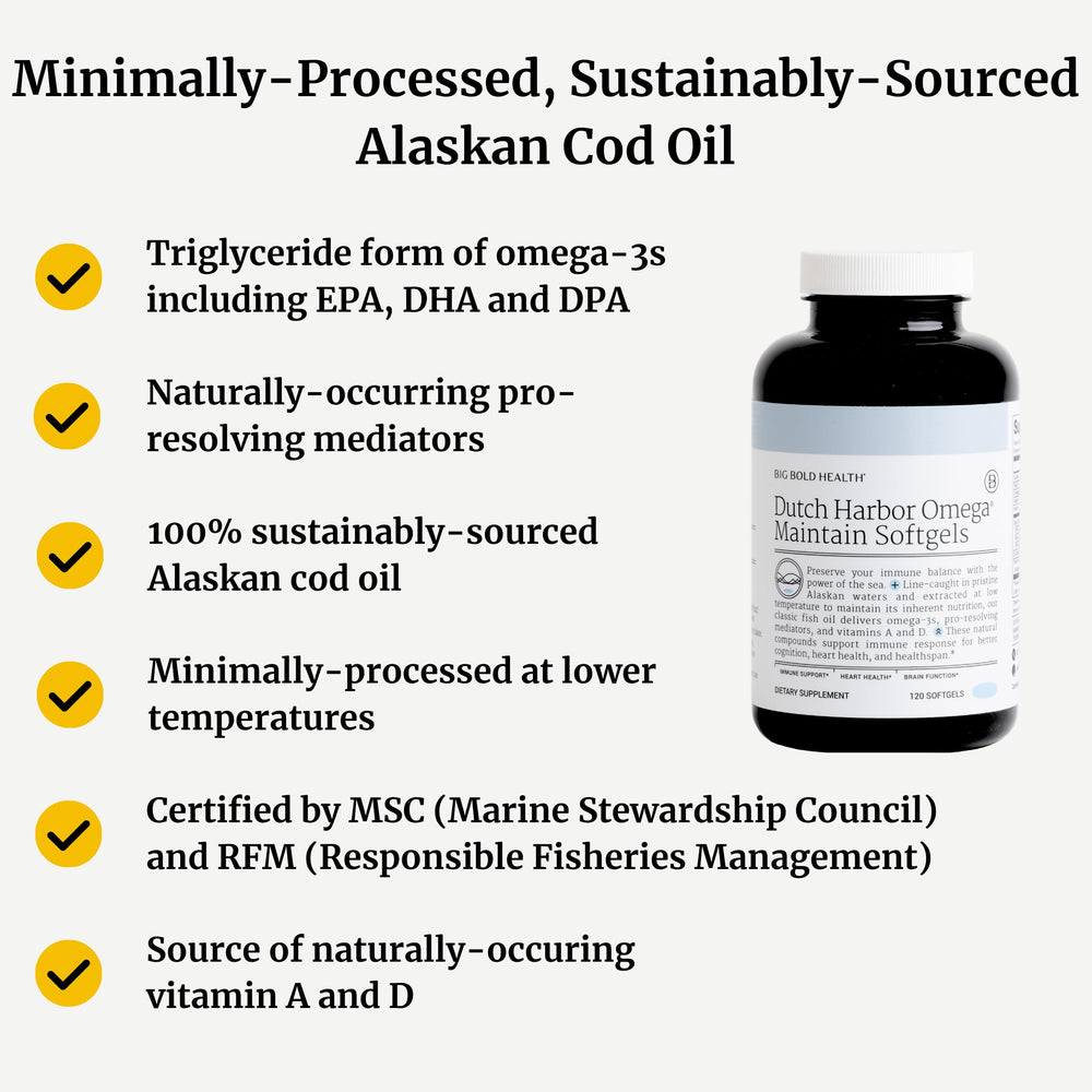 Lemon-flavored softgels bottle from BIG BOLD HEALTH for easy omega-3 supplementation