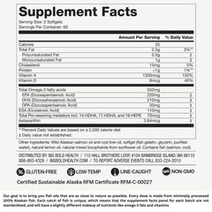 MSC and RFM certified sustainable fishing label on BIG BOLD HEALTH product