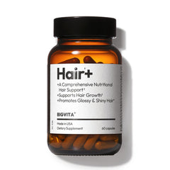BIGVITA Hair Growth Supplement bottle on a clean desk for daily use and fuller hair goals