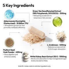 BIGVITA Slim+ capsules being poured from bottle for easy daily metabolism support.