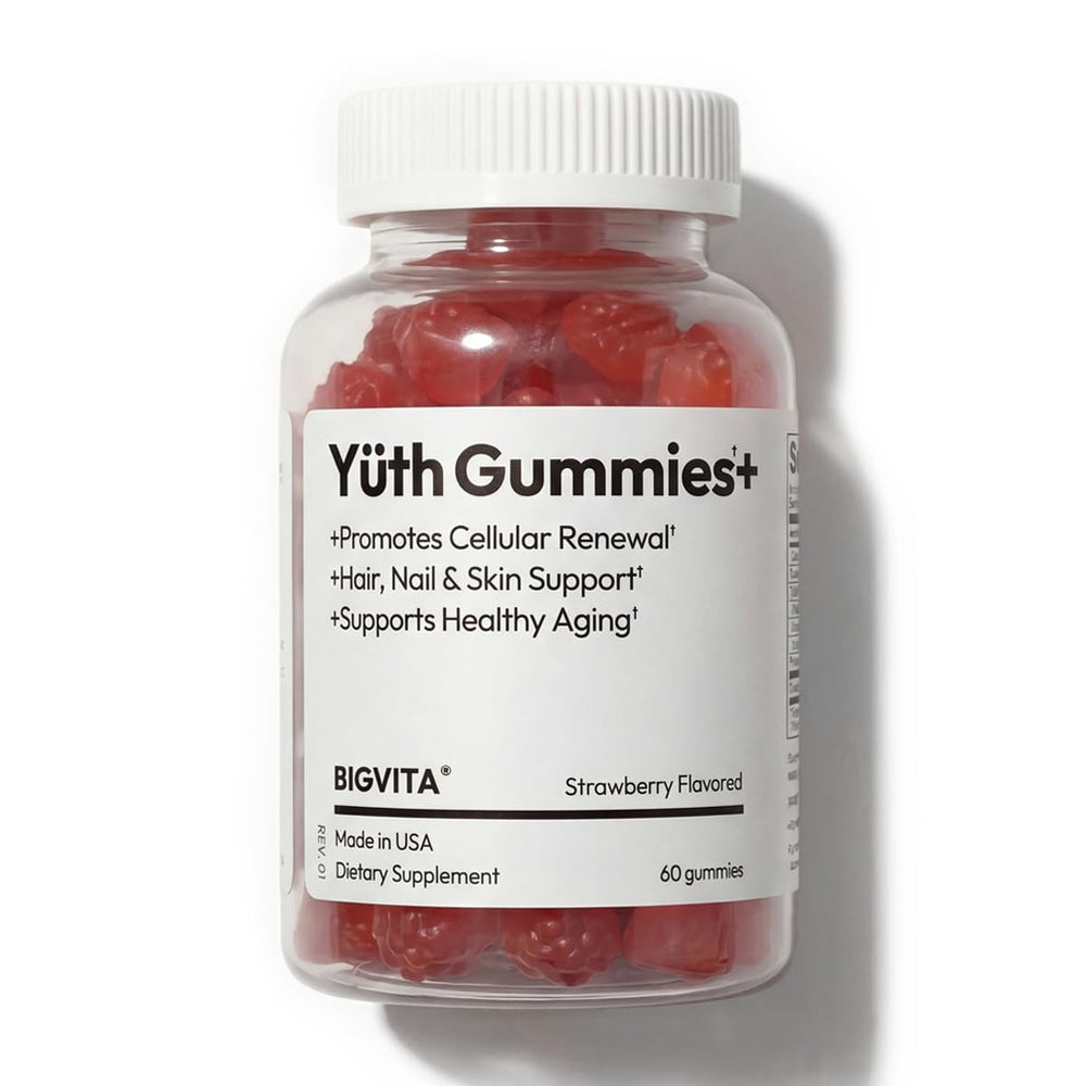 BIGVITA Yuth Gummies bottle showing high-purity spermidine and collagen-supporting ingredients