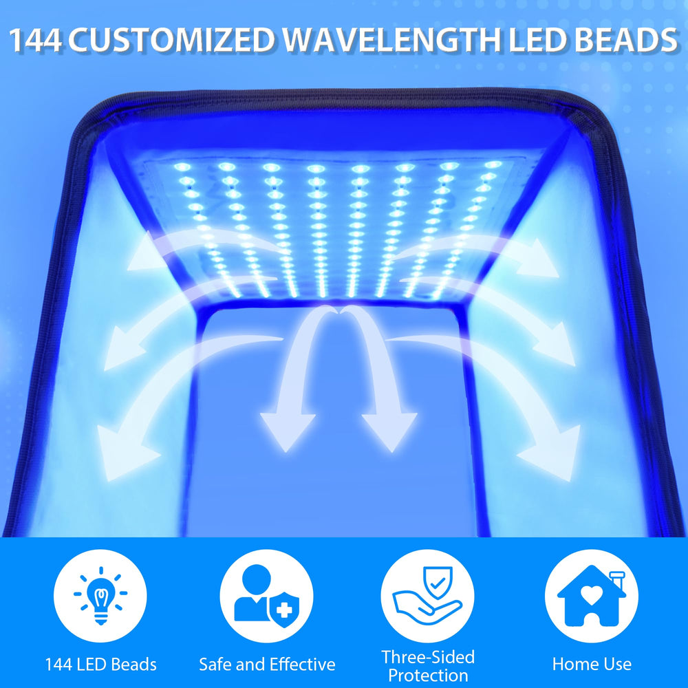 Biliblanket portable blue light therapy lamp allows bedside use at home.