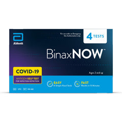 BinaxNOW rapid test kit contents laid out for simple at-home screening