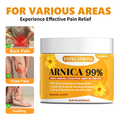 Bingbrofam Arnica Cream featuring eucalyptus oil for crisp cooling and scent.