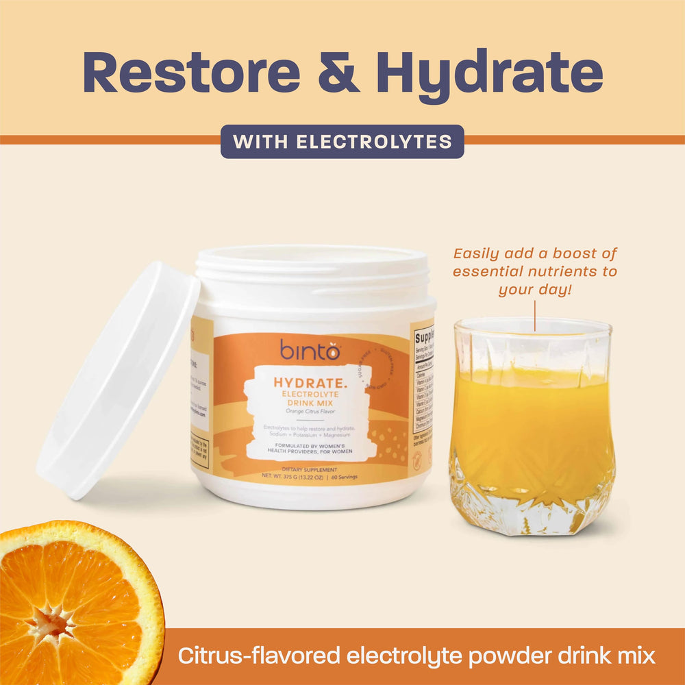 Close-up of Binto Hydrate dissolving in water with refreshing citrus flavor.