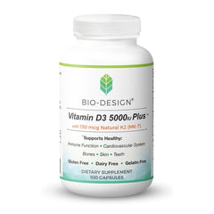 Bio-Design Vitamin D3 5000iu Plus bottle close-up for immune support