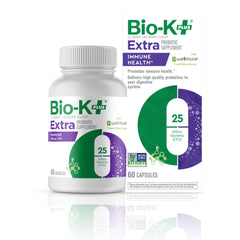 Bio-K+ vegan probiotic bottle with Wellmune for daily immune balance