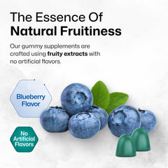 BIO KRAUTER 5-HTP gummy closeup, blueberry flavor for calm moments