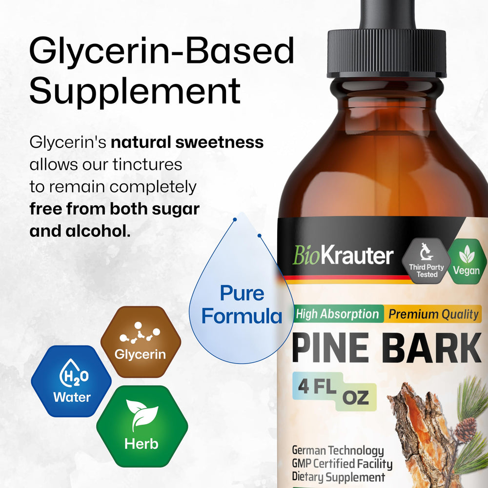 BIO KRAUTER Pine Bark Drops highlight German technology and purity.