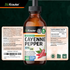 BIO KRAUTER Cayenne Drops packaging indicates a 56-day supply.