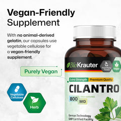 BIO KRAUTER Cilantro Capsules packaging, German technology-inspired detox support.