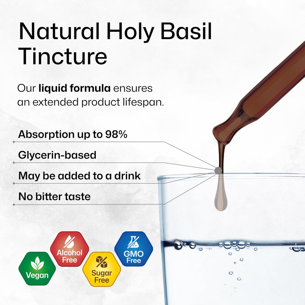 BIO KRAUTER Holy Basil tincture pours smoothly for versatile beverage dosing