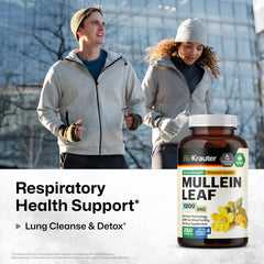 Bio Krauter Mullein Capsules closeup highlighting 1200 mg per capsule
